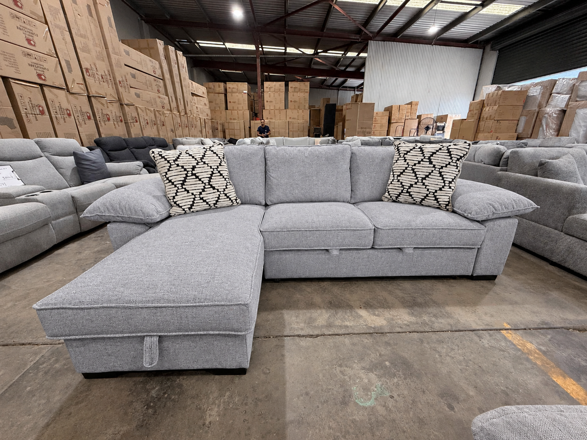 sofa bed pull out lounge with chaise and storage