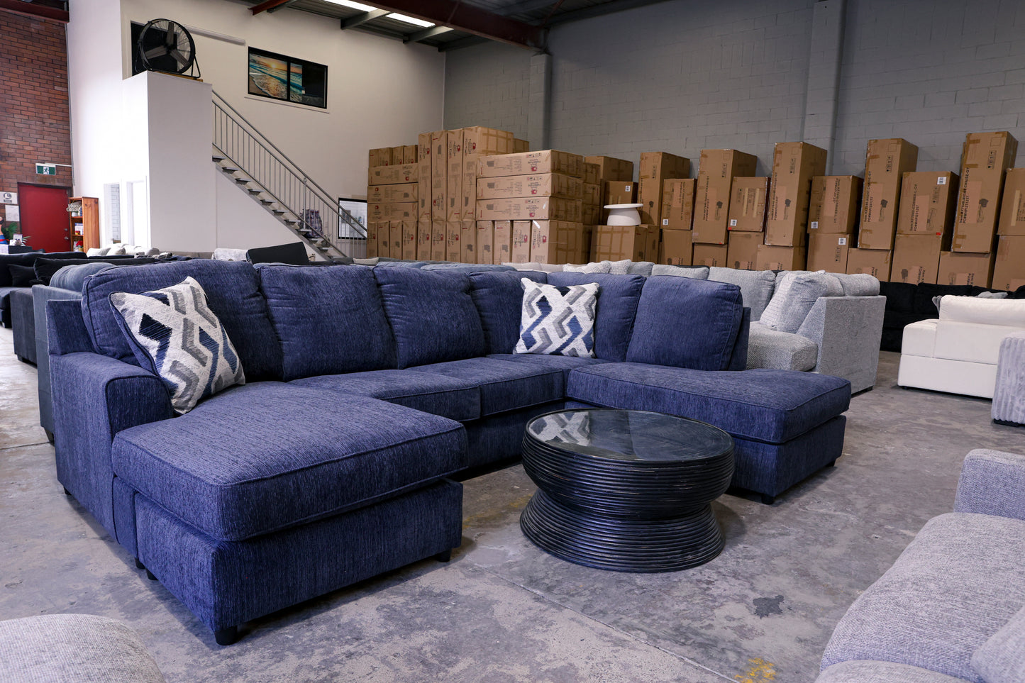 Albert - Blue Double Chaise U Shape Lounge