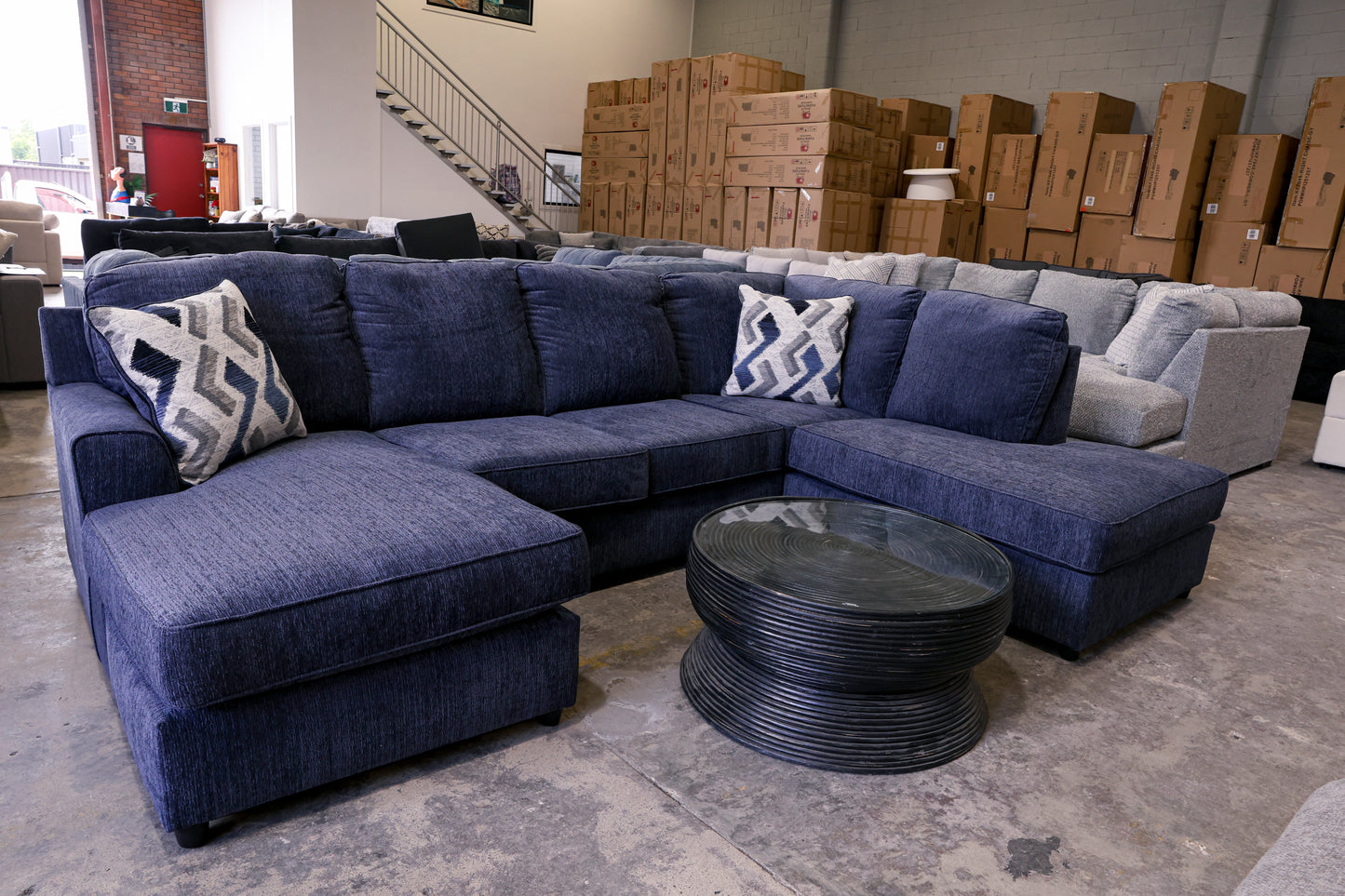 Albert - Blue Double Chaise U Shape Lounge