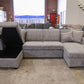 Oasis Boucle Double Chaise Lounge with Sofa Bed & Storage - Grey