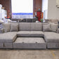 Oasis Boucle Double Chaise Lounge with Sofa Bed & Storage - Grey