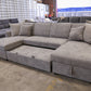 Oasis Boucle Double Chaise Lounge with Sofa Bed & Storage - Grey