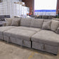 Oasis Boucle Double Chaise Lounge with Sofa Bed & Storage - Grey