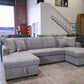 Oasis Boucle Double Chaise Lounge with Sofa Bed & Storage - Grey