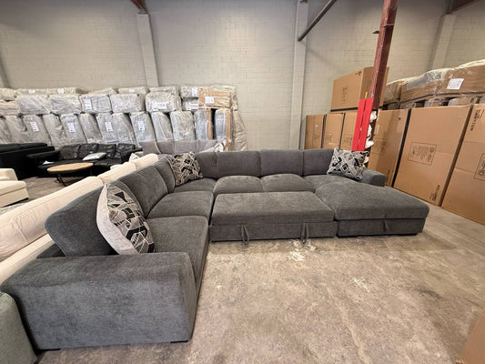 Juliet Plush U Shape Lounge with Sofa Bed & Storage