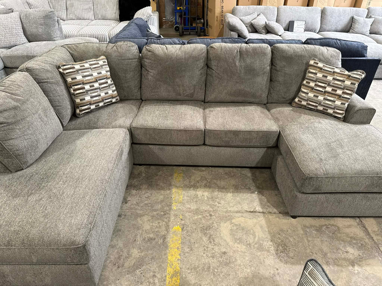 O'Shea Neutral Brown U-Shaped Lounge - Double Chaise