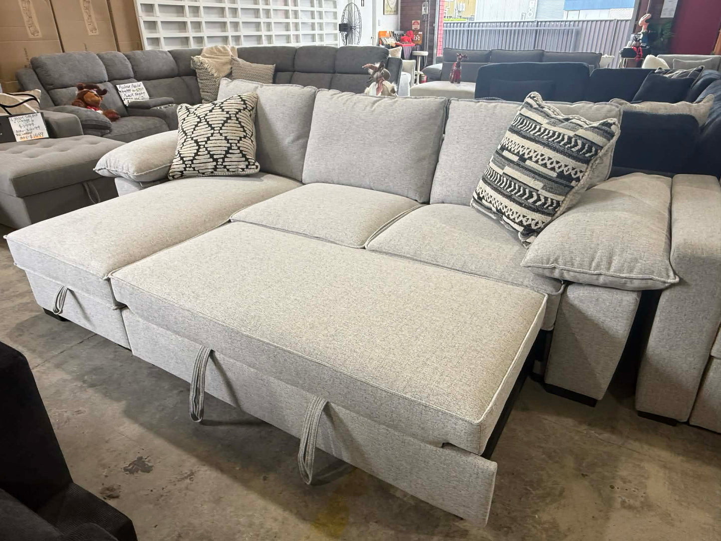 Oslo Large Deep Seated 3 Seater Sofa Bed - Light Grey