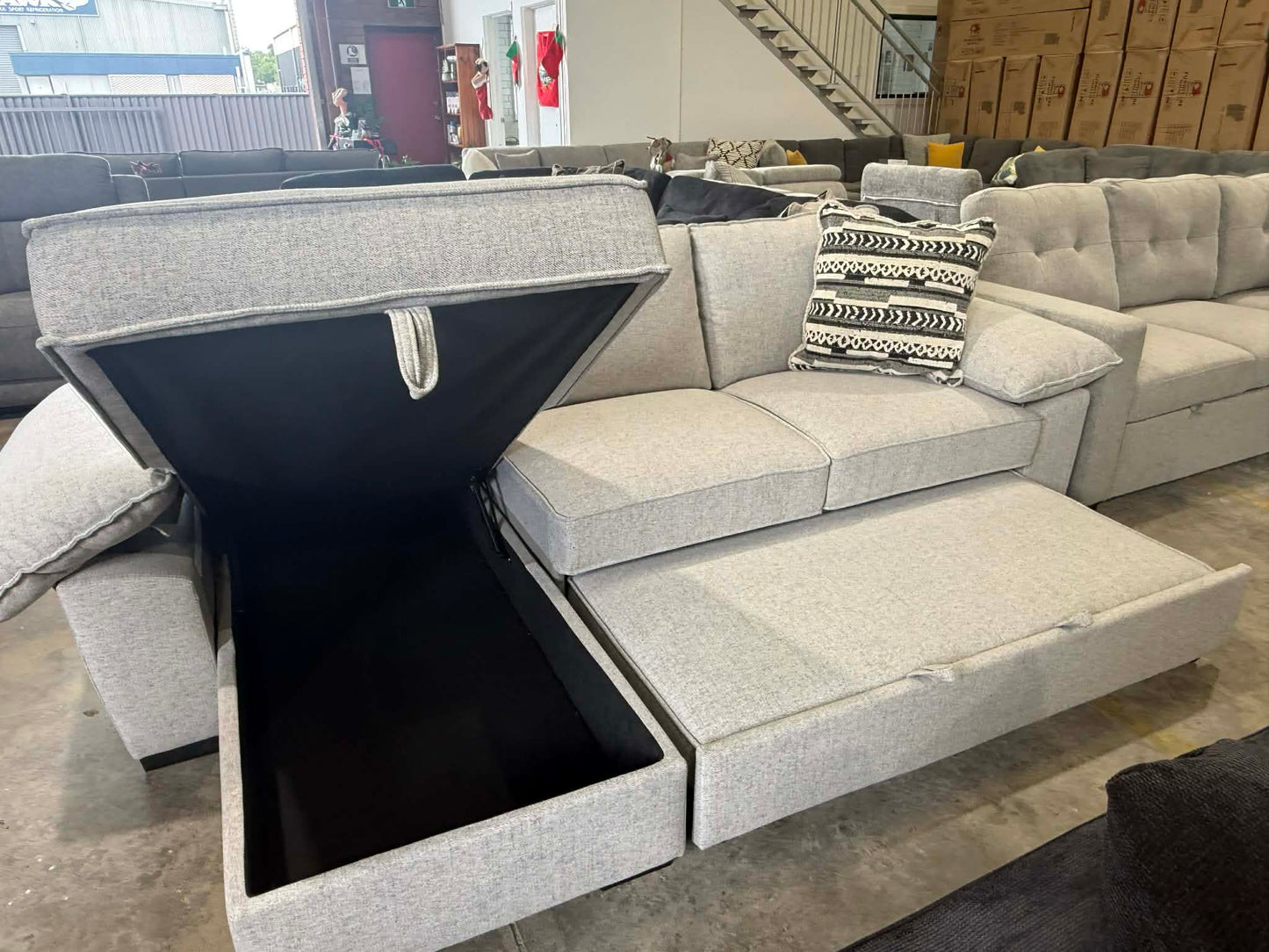 Oslo Large Deep Seated 3 Seater Sofa Bed - Light Grey