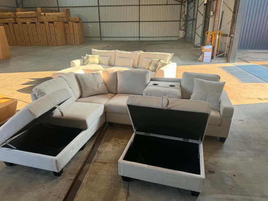 6 seater sofa with storage and cupholders