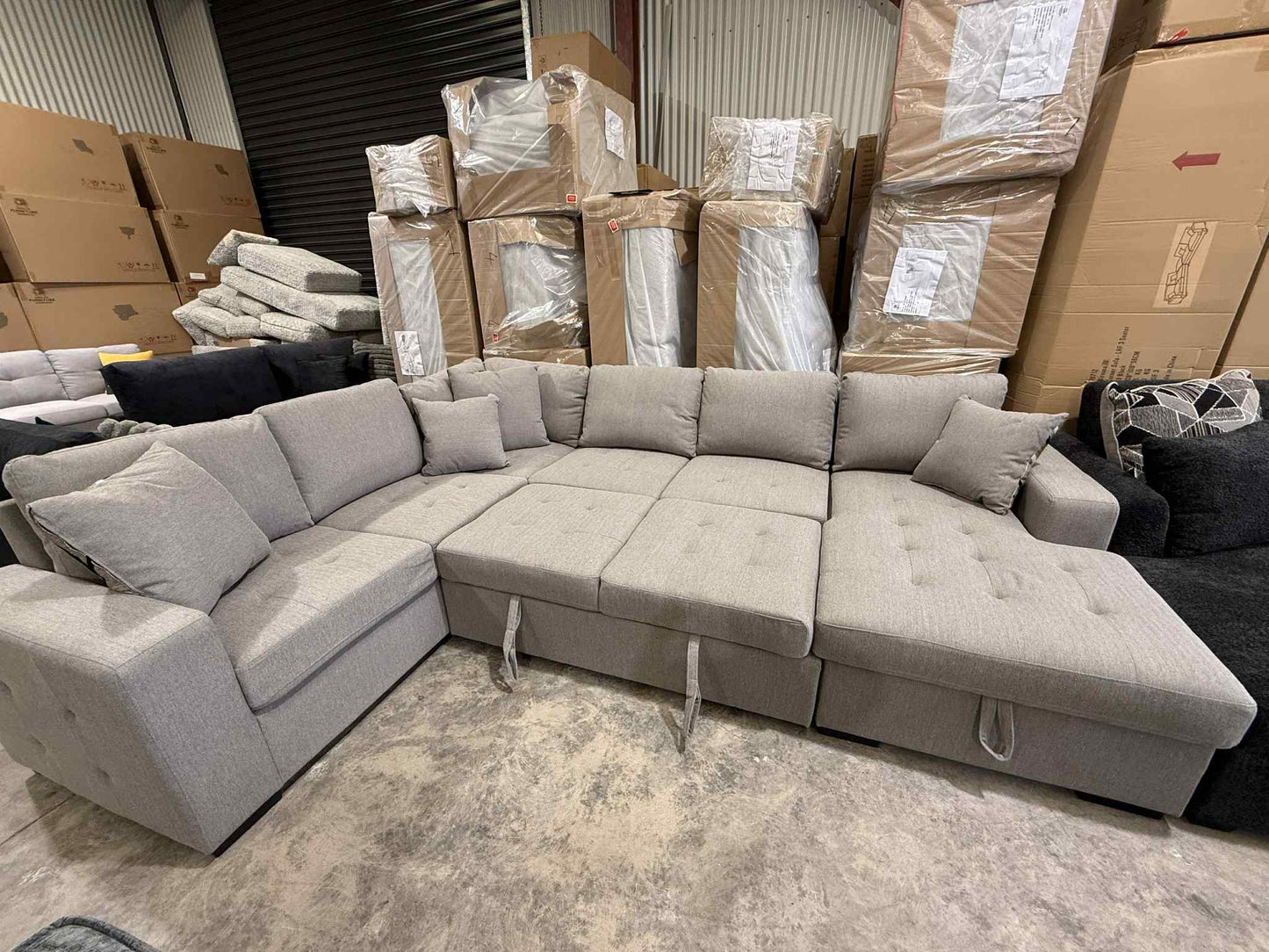 U Shape Lounge with Sofa Bed & Storage