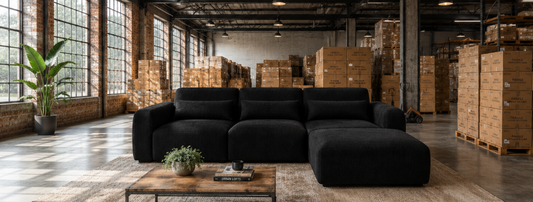 Kaya Black 3 Seater with Ottoman