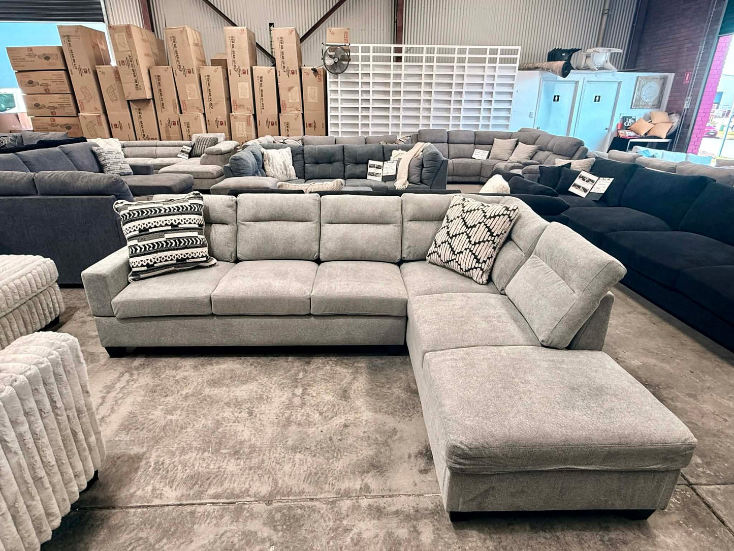 Gabby L Shape Sectional Couch - Grey