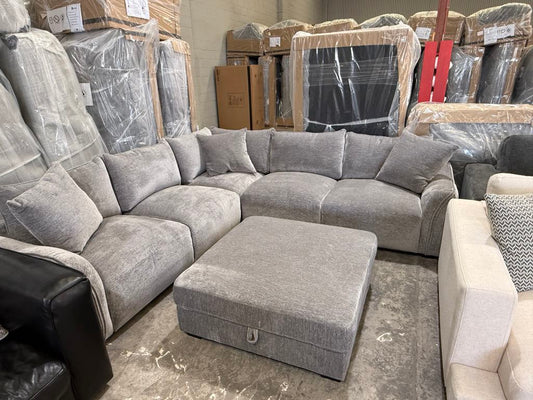Ciara Corner Lounge with Ottoman - Luster Grey