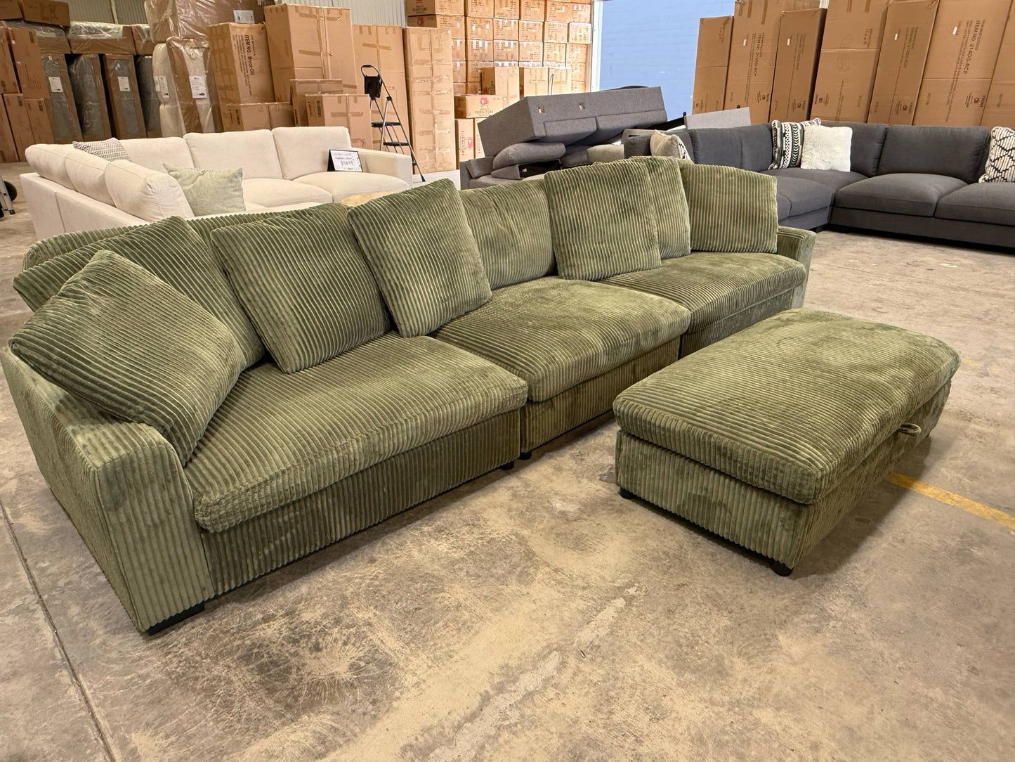 Jansen Corduroy Oversized 3 Seater with Storage Ottoman