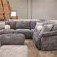 dark grey corner lounge with ottoman. cloud comfort