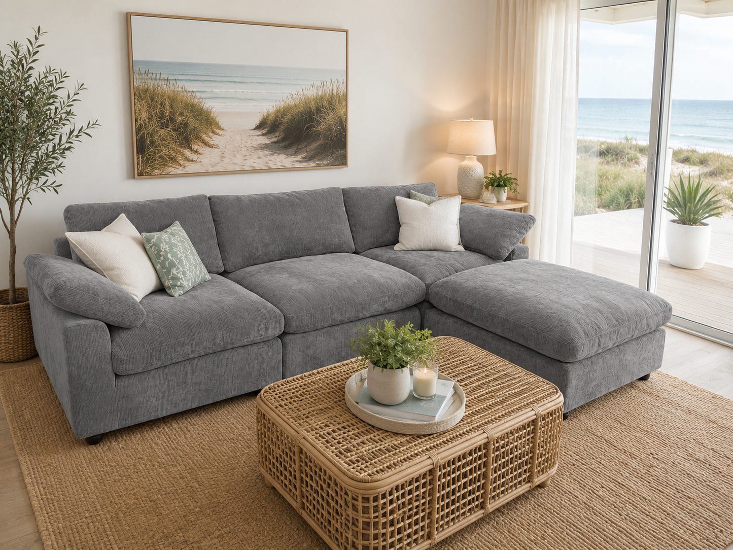 3 seater with ottoman