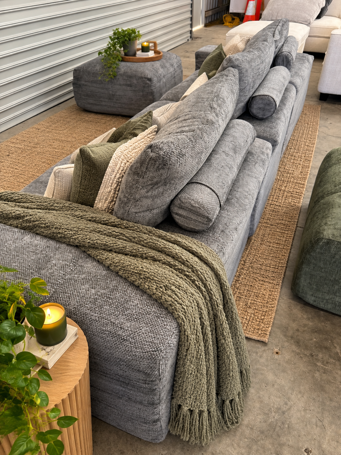 3 seater compressed couch with ottoman