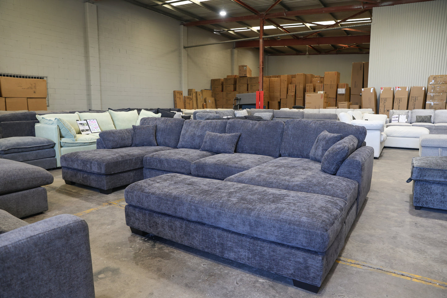 2 chaise couch with ottoman. for big living space, family lounge, kids couch media room or gaming sofa