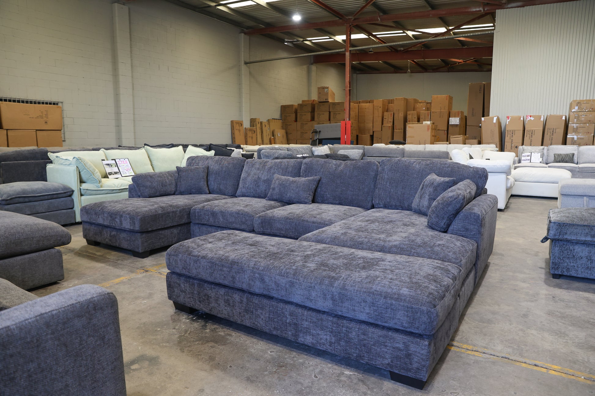 2 chaise couch with ottoman. for big living space, family lounge, kids couch media room or gaming sofa