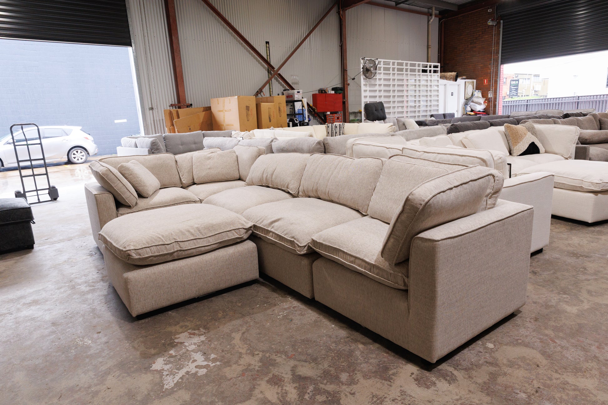 Cloud corner sectional couch with ottoman