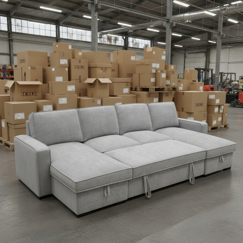 Double Chaise Sofa Bed, Storage, Cupholders USB & C Ports - Silver Grey