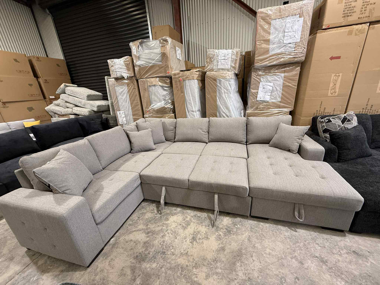 U Shape Lounge with Sofa Bed & Storage
