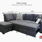 Darcy Pull-Out Sofa Bed – with Ottoman & Storage - Dark Grey