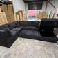 Mercy U Shape Lounge with Sofa Bed & Storage - Black