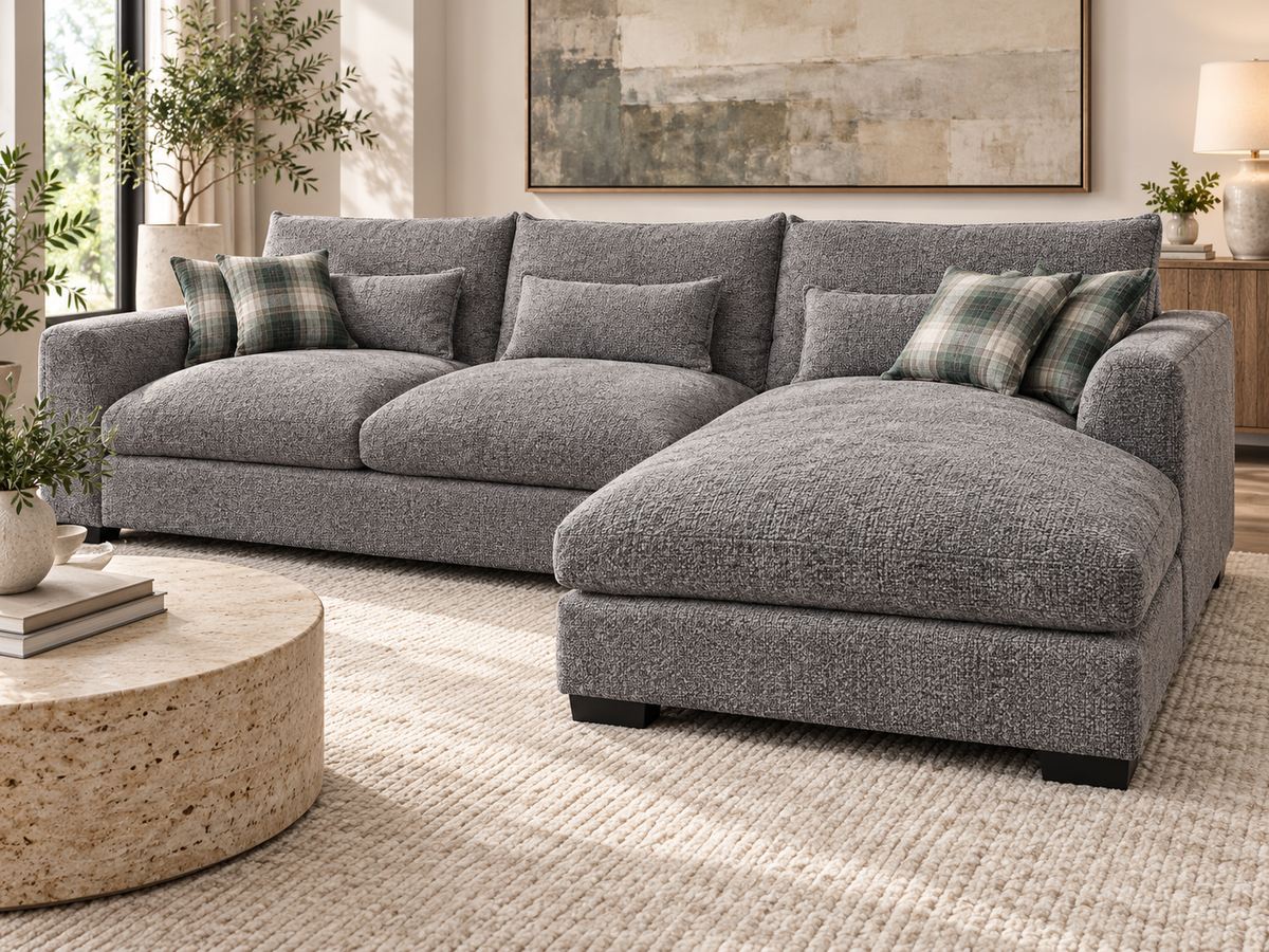 Josie - Oversized Feather Cloud 3 Seater Dark Grey
