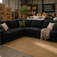 black sofa corner spacious seating family lounge