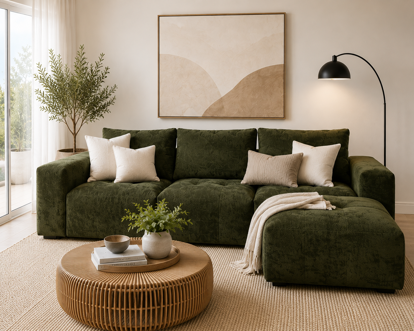 3 seater with ottoman