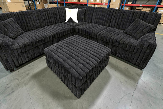 Pheonix Corner with Ottoman  - Black