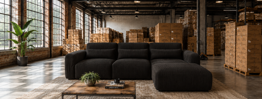 Kaya Black 3 Seater with Ottoman