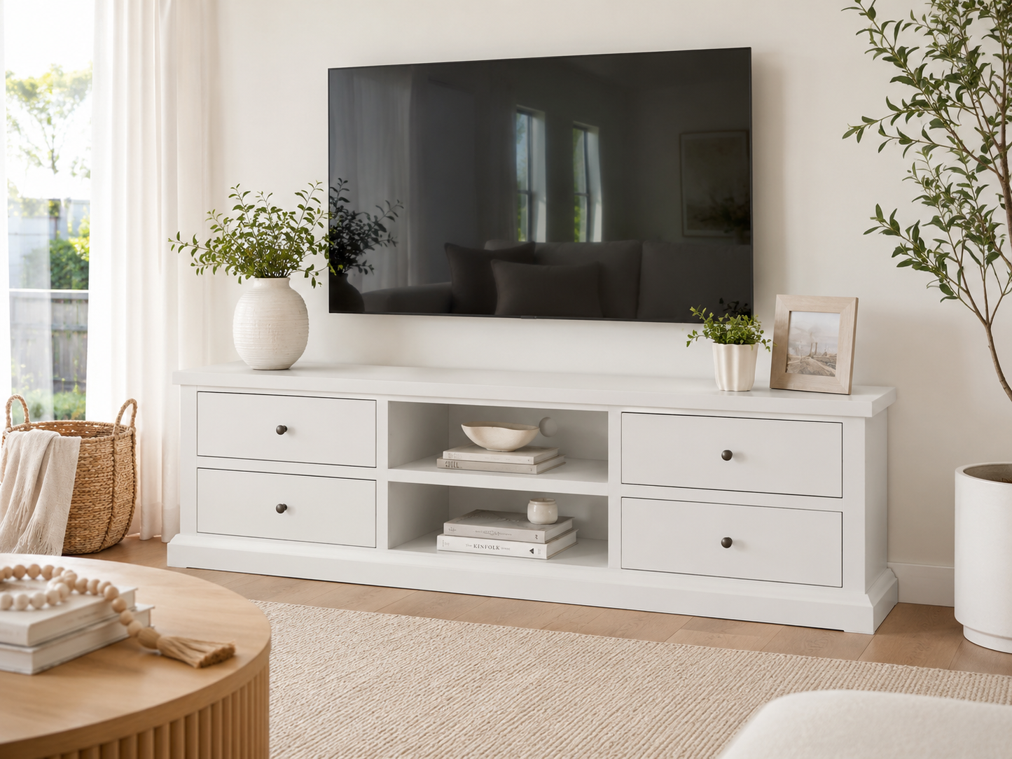 white tv stand