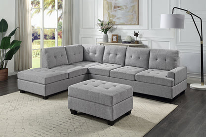 Pierre L Shape Reversible Chaise Lounge with Ottoman